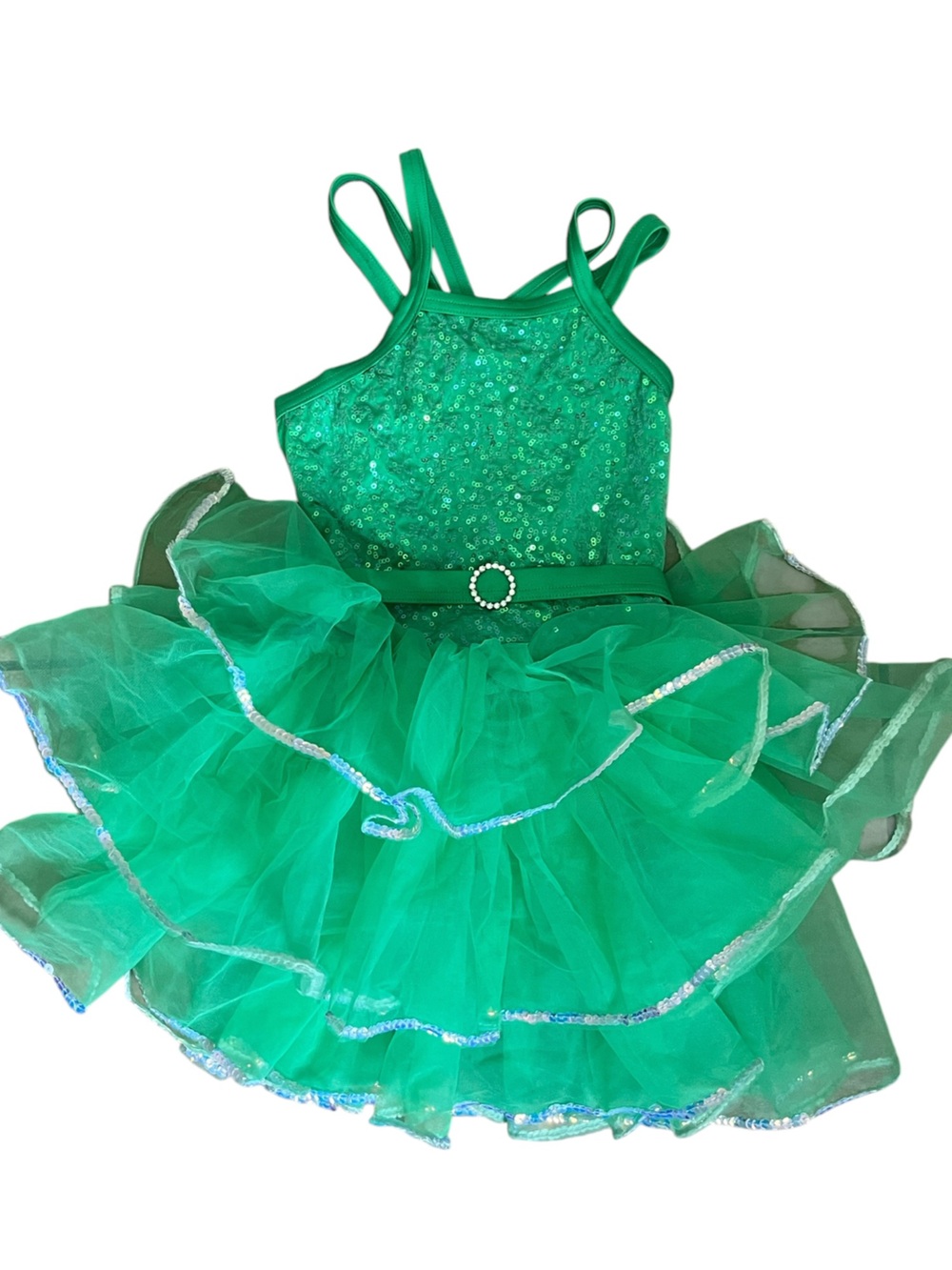 Weissman Girl’s Emerald Green Sequin Tulle Pageant Halloween Dance Costume Sz S